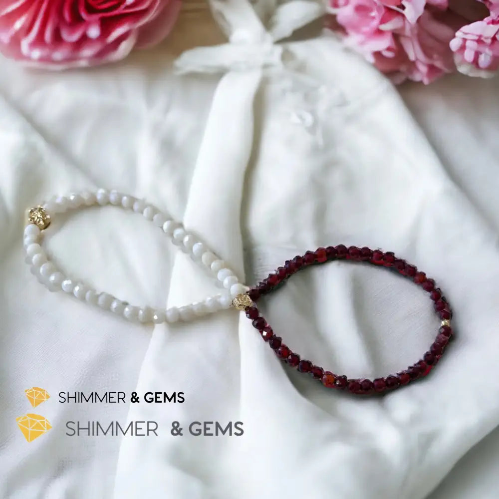 Goddess Durga Infinity Double Bracelet (Power Strength & Protection)Garnet & Mother Pearl Bracelets