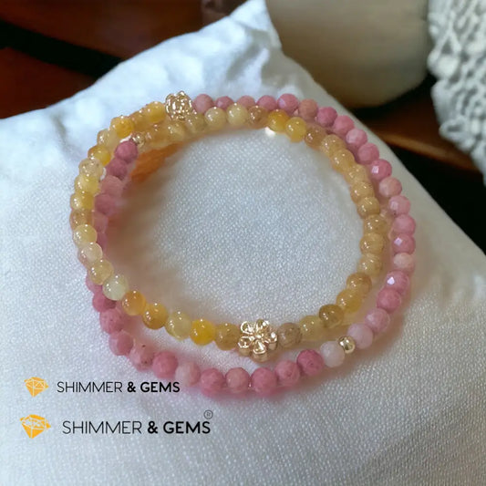 Goddess Magdalene Infinity Double Bracelet (Golden Tiger’s Eye & Rhodochrosite)Clearing Your Path 5.5’’