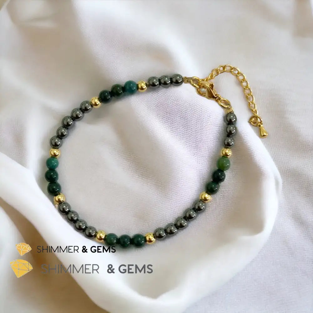 Good Health 4mm Stainless Steel Remedy Bracelet (Bloodstone & Hematite)Adjustable Size Adjustable (5.5”-7”) Bracelets
