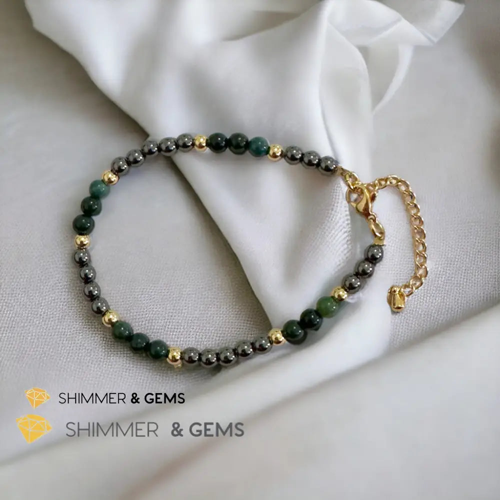 Good Health 4mm Stainless Steel Remedy Bracelet (Bloodstone & Hematite)Adjustable Size Adjustable (5.5”-7”) Bracelets