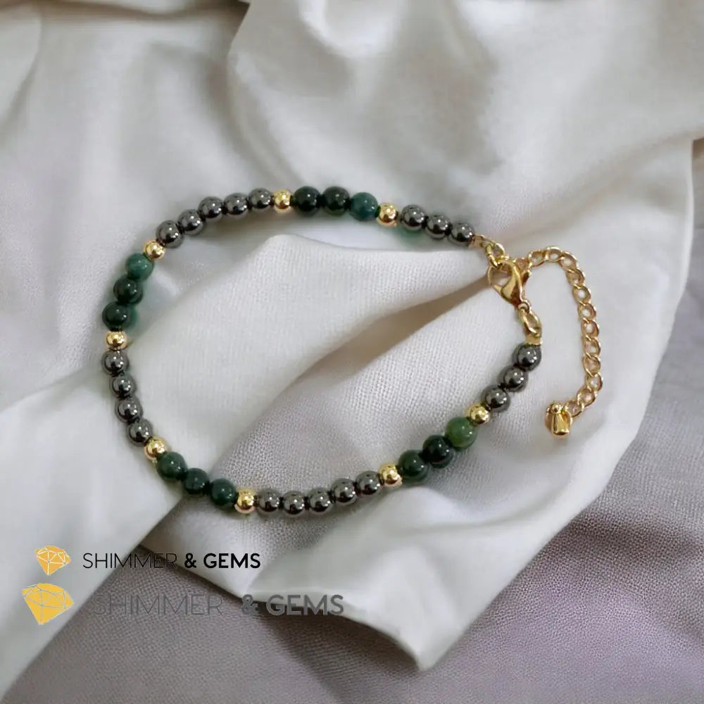Good Health 4mm Stainless Steel Remedy Bracelet (Bloodstone & Hematite)Adjustable Size Adjustable (5.5”-7”) Bracelets