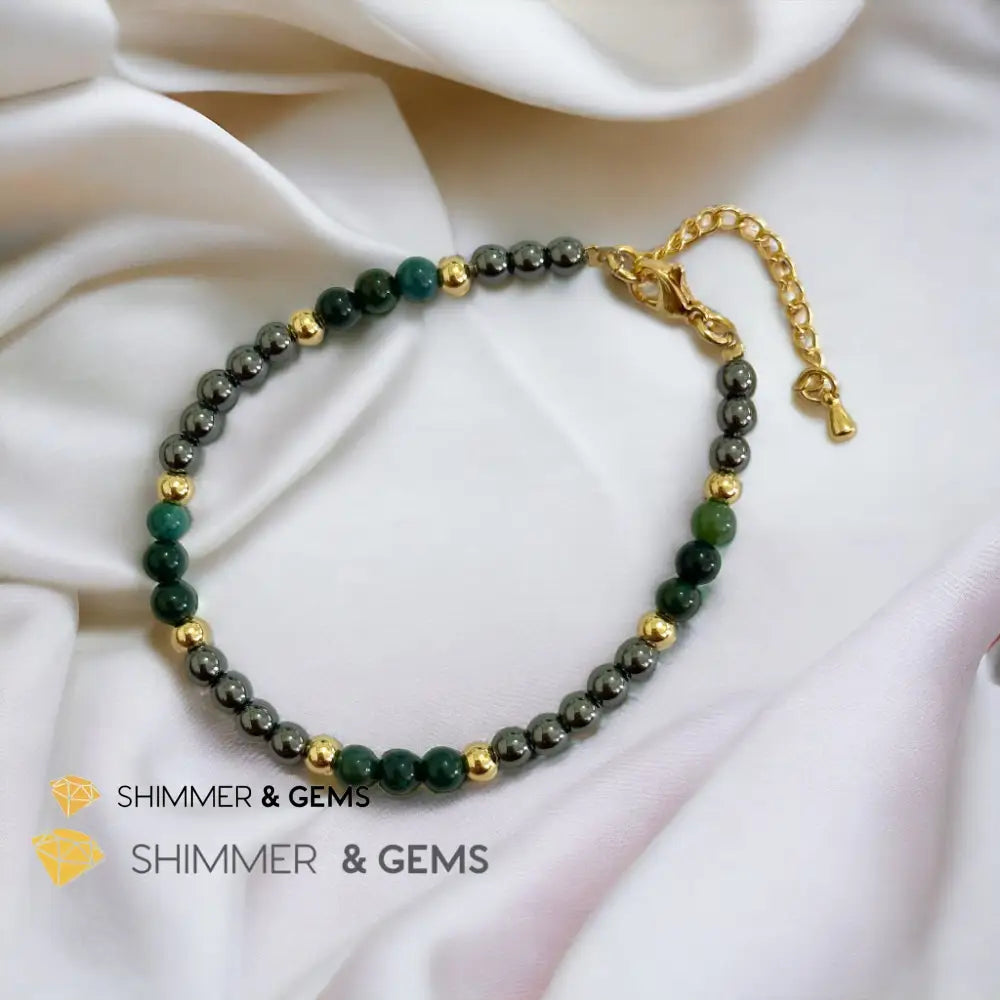 Good Health 4mm Stainless Steel Remedy Bracelet (Bloodstone & Hematite)Adjustable Size Adjustable (5.5”-7”) Bracelets