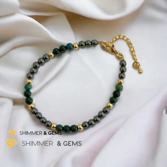 Good Health 4mm Stainless Steel Remedy Bracelet (Bloodstone & Hematite)Adjustable Size Adjustable (5.5”-7”) Bracelets