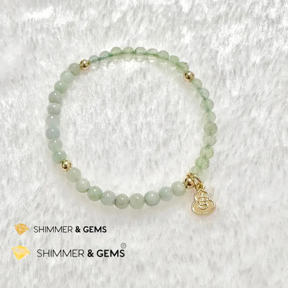 Good Health Bracelet (Prehnite Burma Jade & 14k Goldplated Copper Wu Lou Charm)