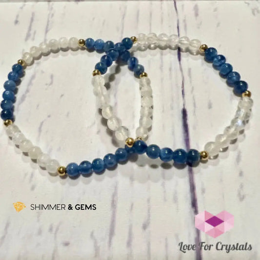 Good Vibes Bracelet with 14k Gold Filled (Kyanite and Moonstone) - Shimmer & Gems 5.5” Bracelets