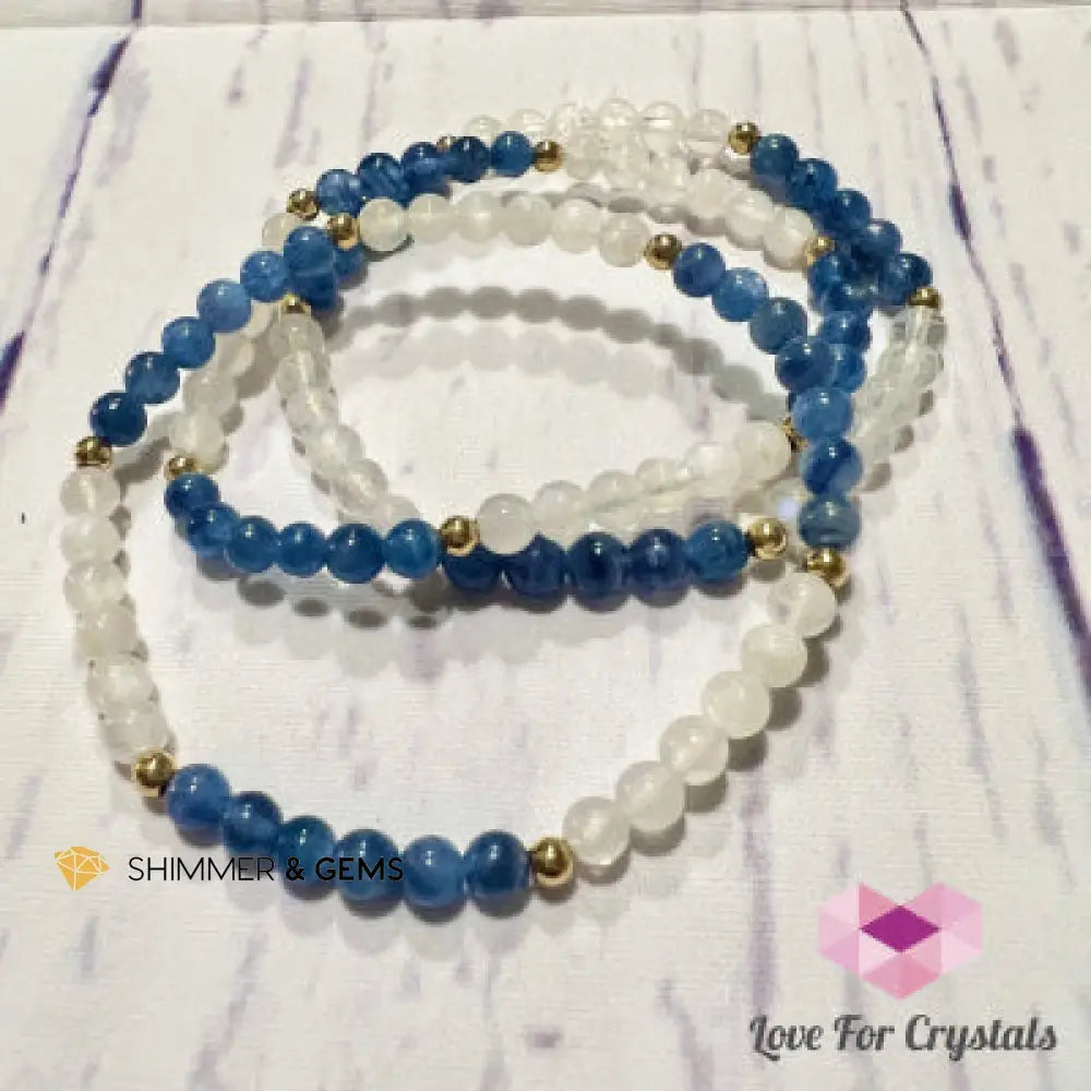 Good Vibes Bracelet with 14k Gold Filled (Kyanite and Moonstone) - Shimmer & Gems 6.5” Bracelets