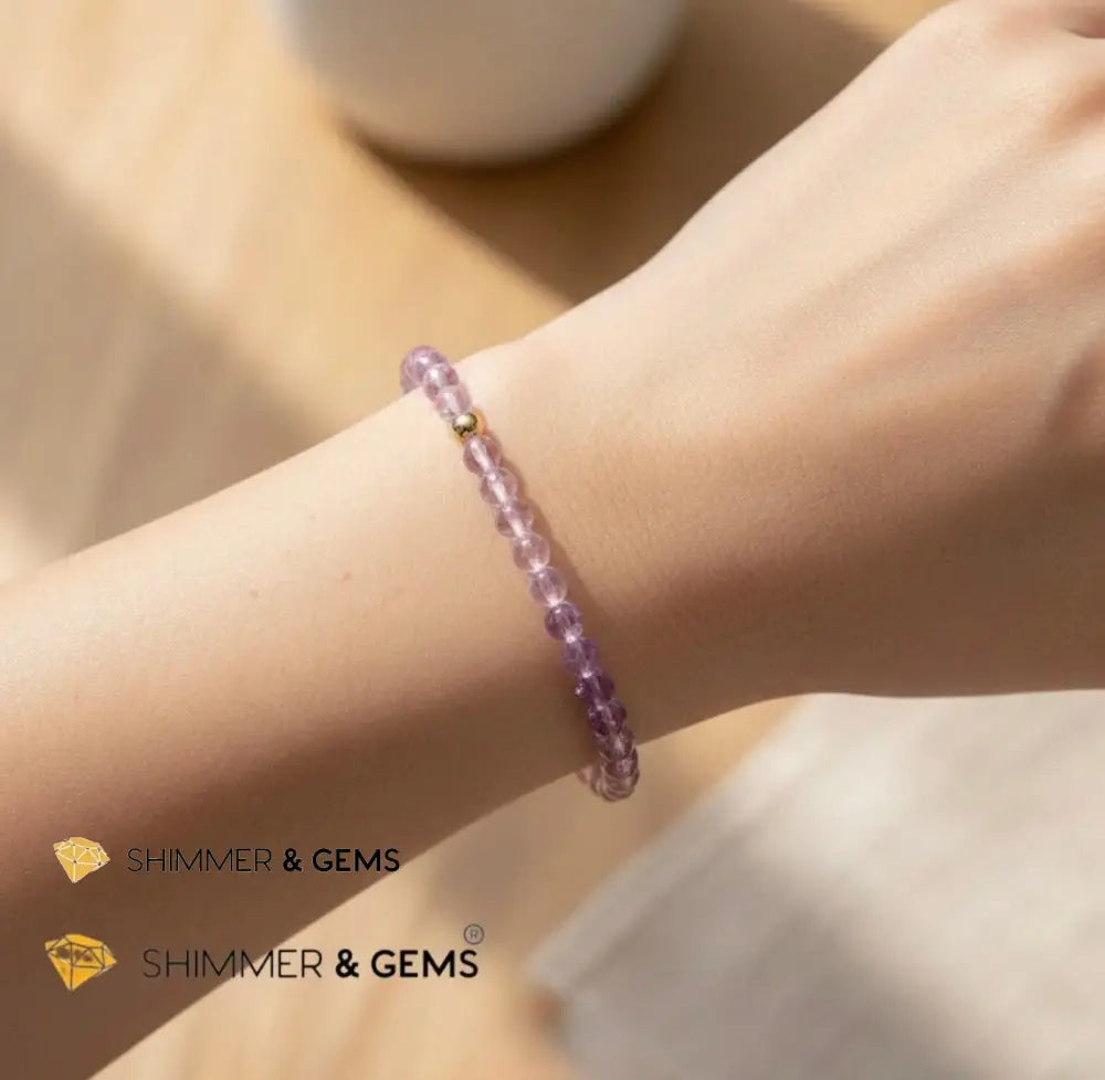 Gradient Faceted Lavender Amethyst Positive Outlook Bracelet (4mm) - 5.5”
