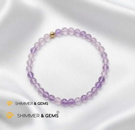 Gradient Faceted Lavender Amethyst Positive Outlook Bracelet (4mm) - 6.5”
