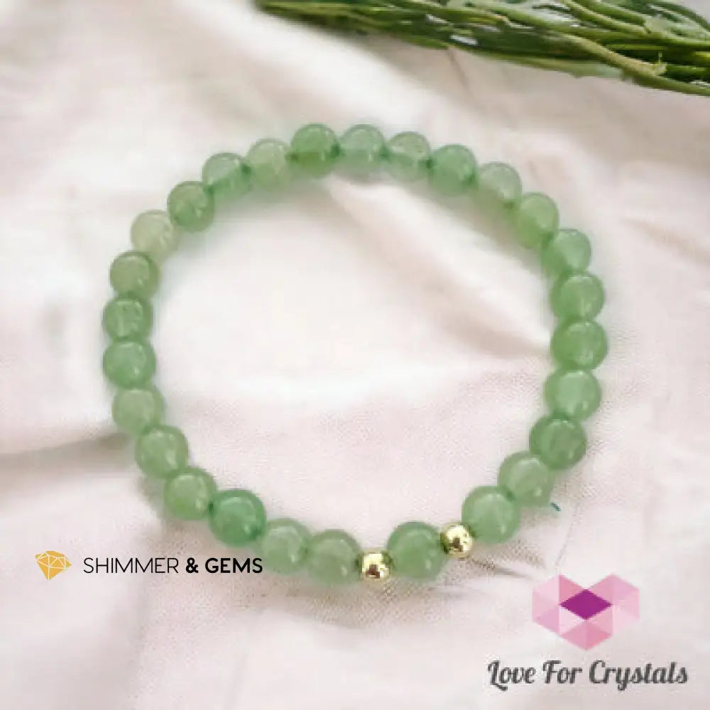 Green Aventurine 6mm with 14k Gold Filled Beads 5.5 Bracelets