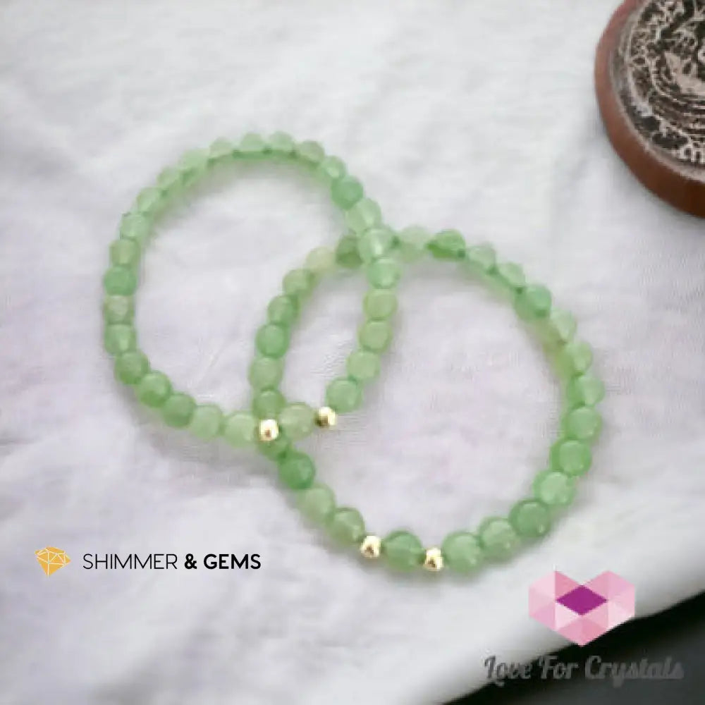 Green Aventurine 6mm with 14k Gold Filled Beads Bracelets