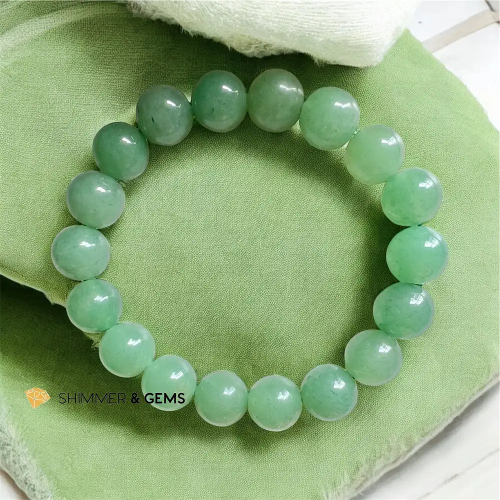 Green Aventurine Bracelet 12mm (Good Health & Good Luck) 7” Bracelets