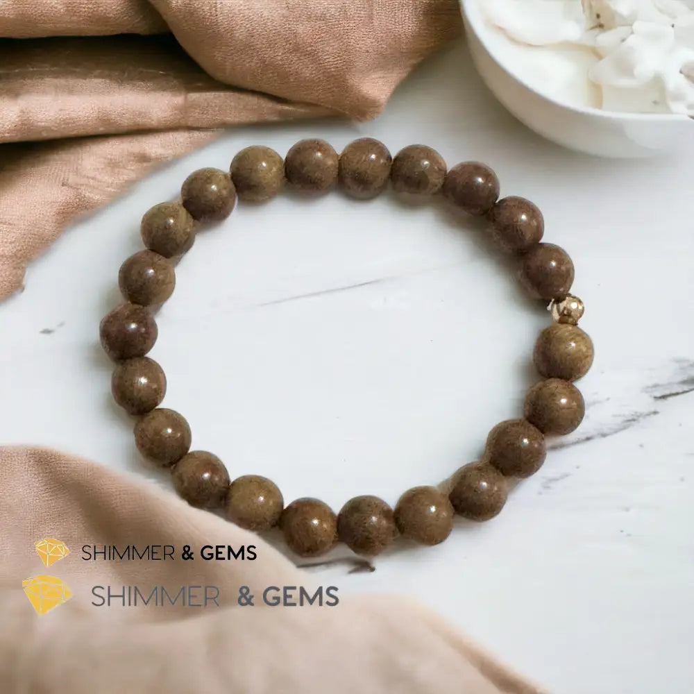 Green Rosewood 8mm Bracelet (Argentina) 5.5” Mala Beads