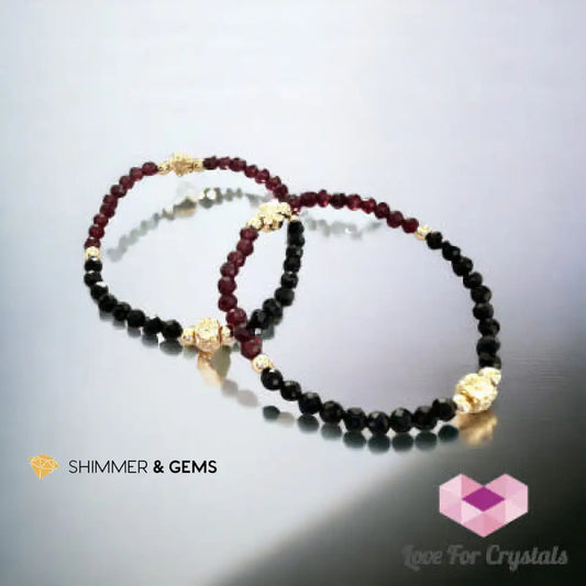 Grounding and Protection 4mm Bracelet (Black Spinel & Garnet) 6.0” Bracelets