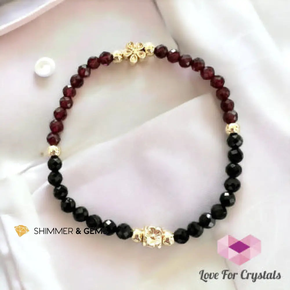 Grounding and Protection 4mm Bracelet (Black Spinel & Garnet) 6.5 Bracelets