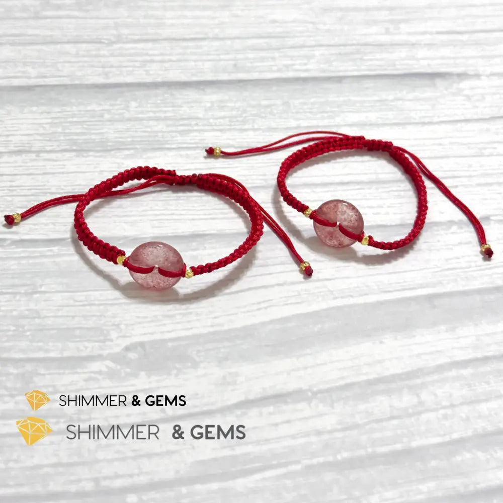 Harmony Buckle Strawberry Quartz Donut Red Woven Bracelet Adjustable Bracelet