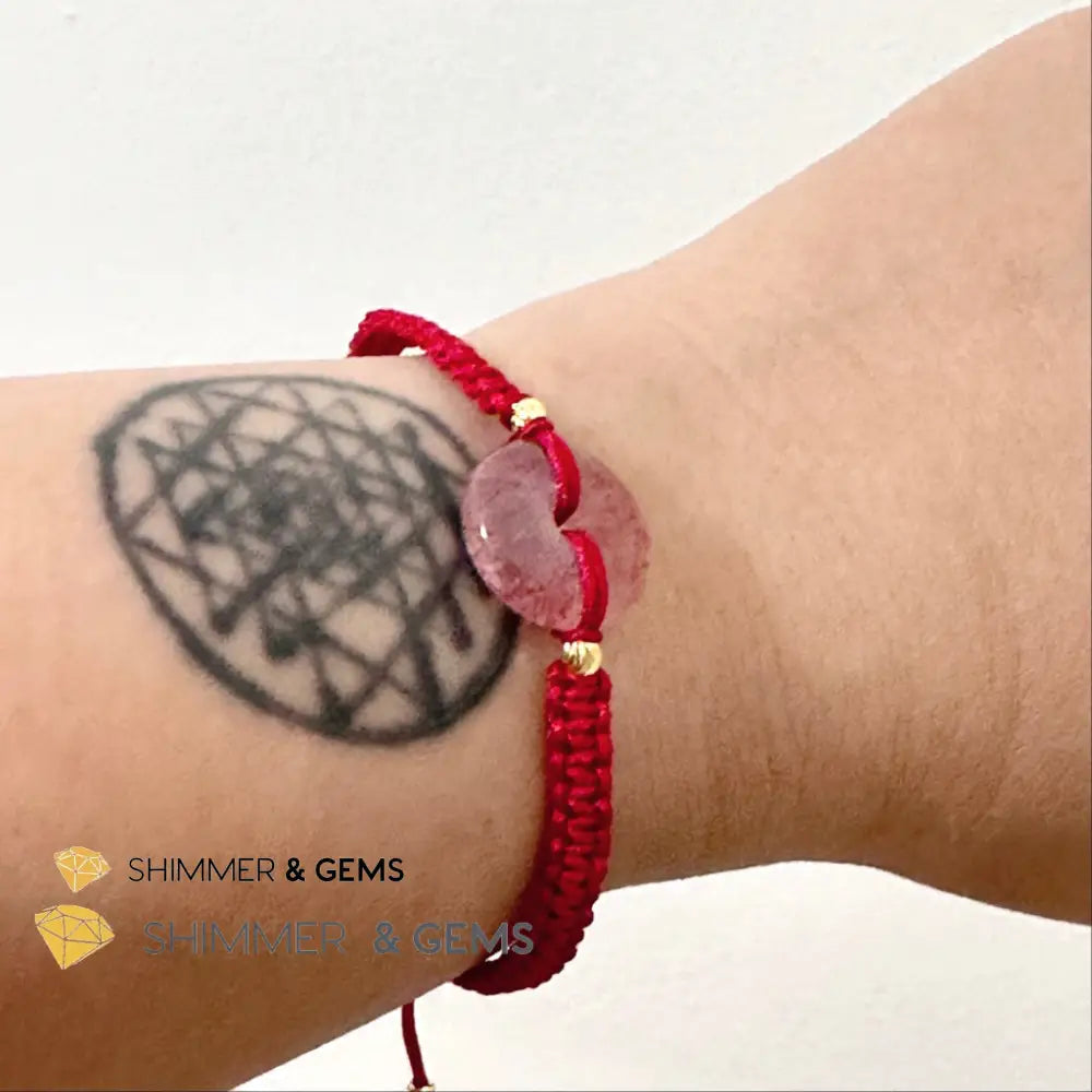 Harmony Buckle Strawberry Quartz Donut Red Woven Bracelet Adjustable Bracelet
