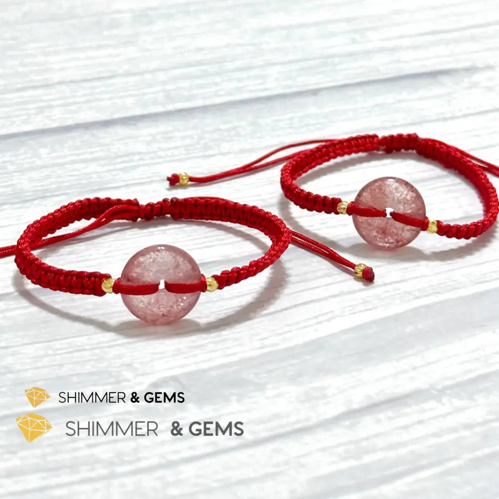 Harmony Buckle Strawberry Quartz Donut Red Woven Bracelet Adjustable Bracelet
