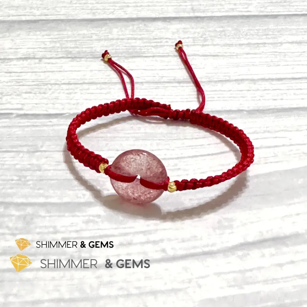 Harmony Buckle Strawberry Quartz Donut Red Woven Bracelet Adjustable Bracelet