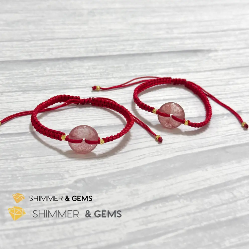 Harmony Buckle Strawberry Quartz Donut Red Woven Bracelet Adjustable Bracelet