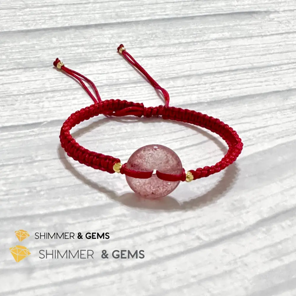 Harmony Buckle Strawberry Quartz Donut Red Woven Bracelet Adjustable Bracelet