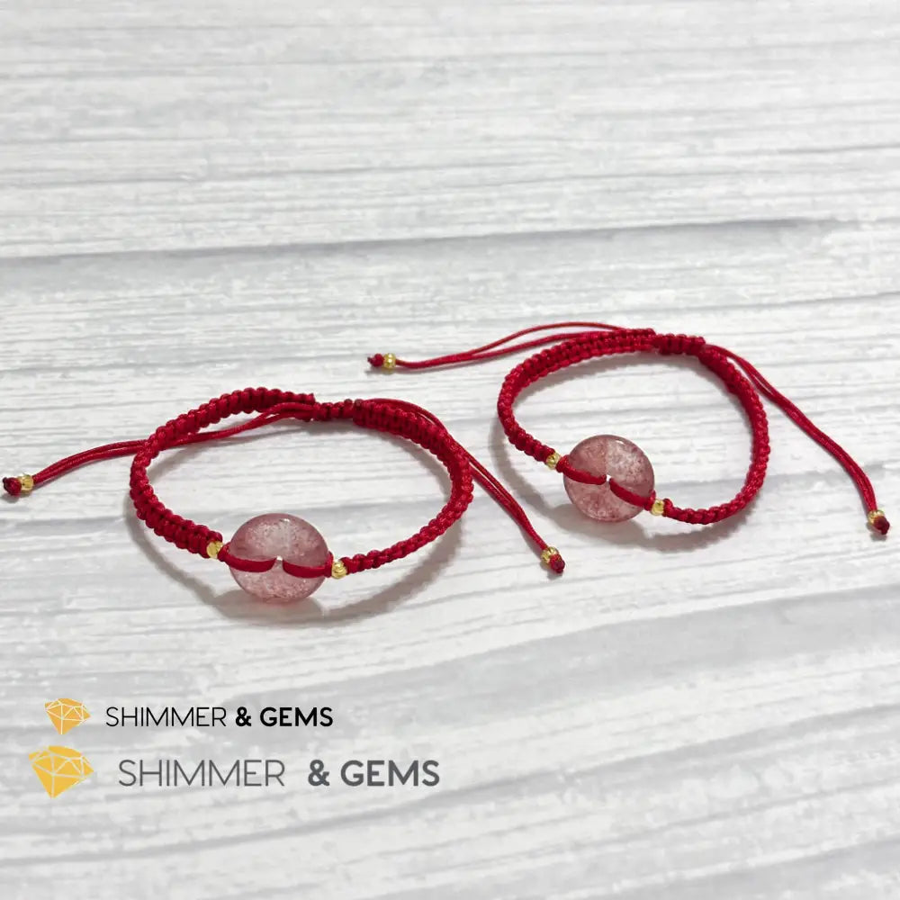 Harmony Buckle Strawberry Quartz Donut Red Woven Bracelet Adjustable Bracelet
