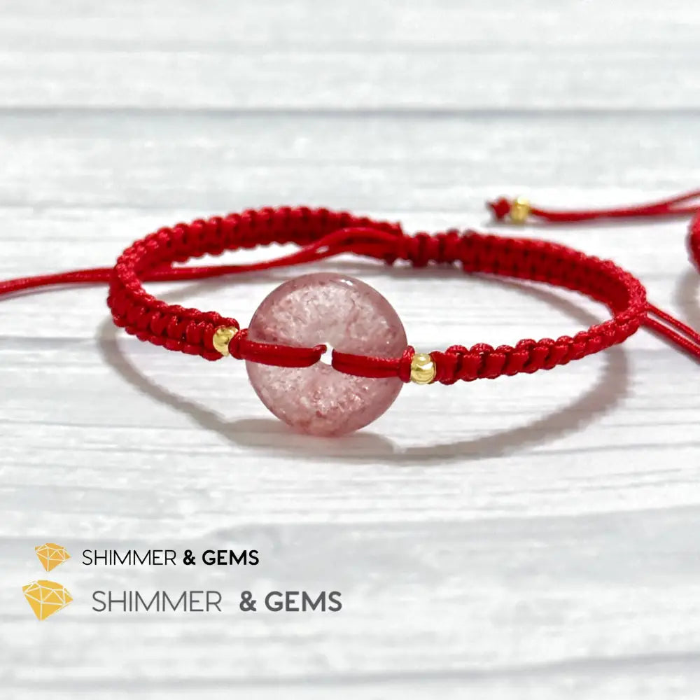Harmony Buckle Strawberry Quartz Donut Red Woven Bracelet Adjustable Bracelet