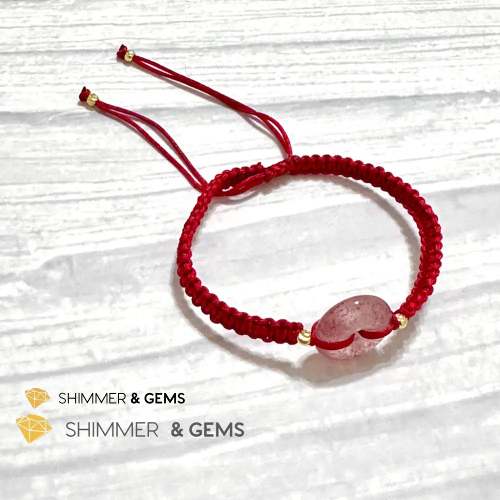 Harmony Buckle Strawberry Quartz Donut Red Woven Bracelet Adjustable Bracelet