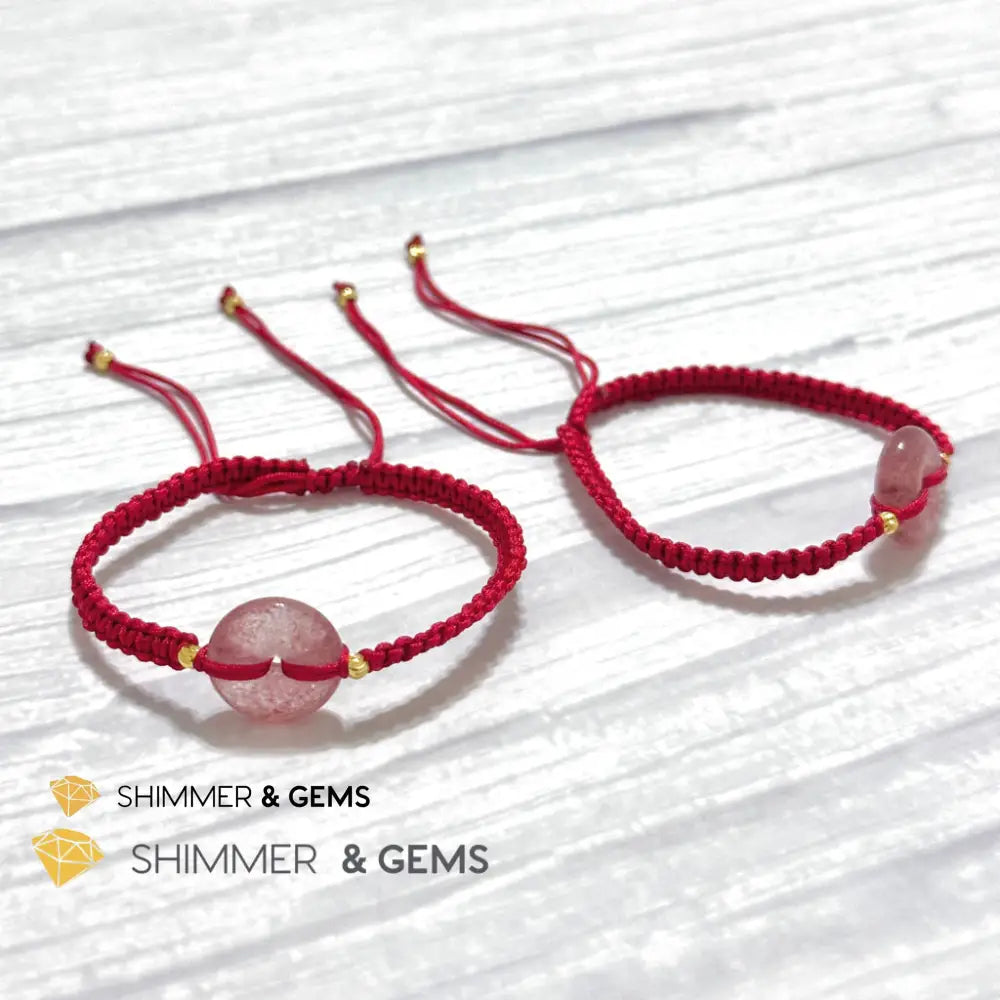 Harmony Buckle Strawberry Quartz Donut Red Woven Bracelet Adjustable Bracelet