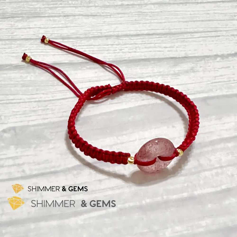 Harmony Buckle Strawberry Quartz Donut Red Woven Bracelet Adjustable Bracelet