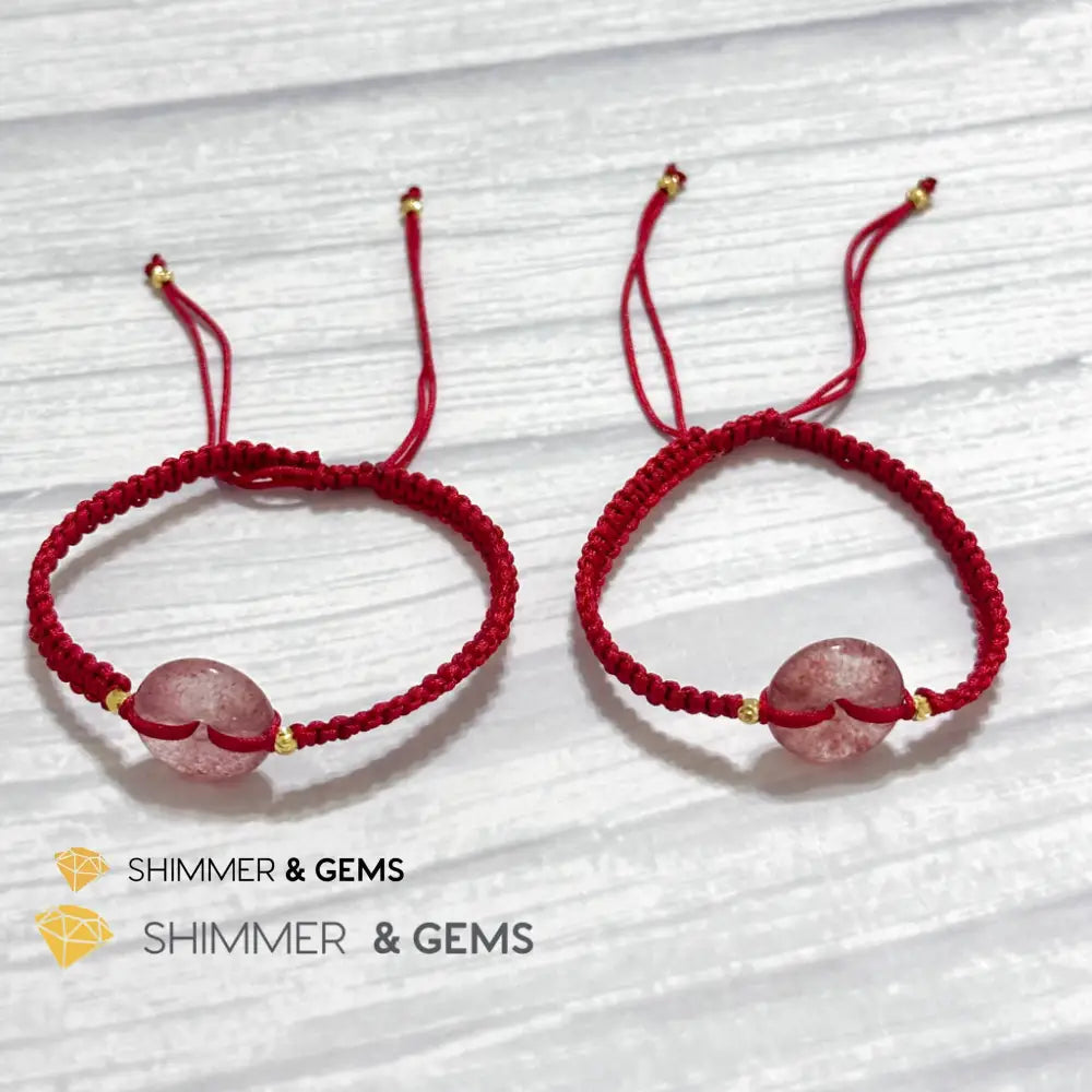 Harmony Buckle Strawberry Quartz Donut Red Woven Bracelet Adjustable Bracelet