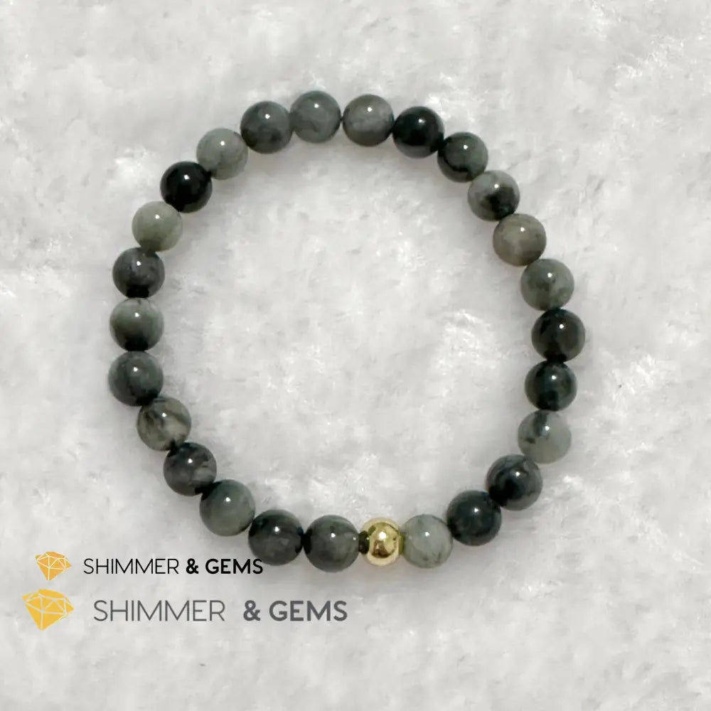 Hawk’s Eye (Blue Tiger’s Eye) 6mm Bracelet with 14k gold filled bead Bracelets