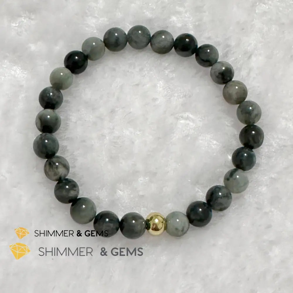 Hawk’s Eye (Blue Tiger’s Eye) 6mm Bracelet with 14k gold filled bead Bracelets