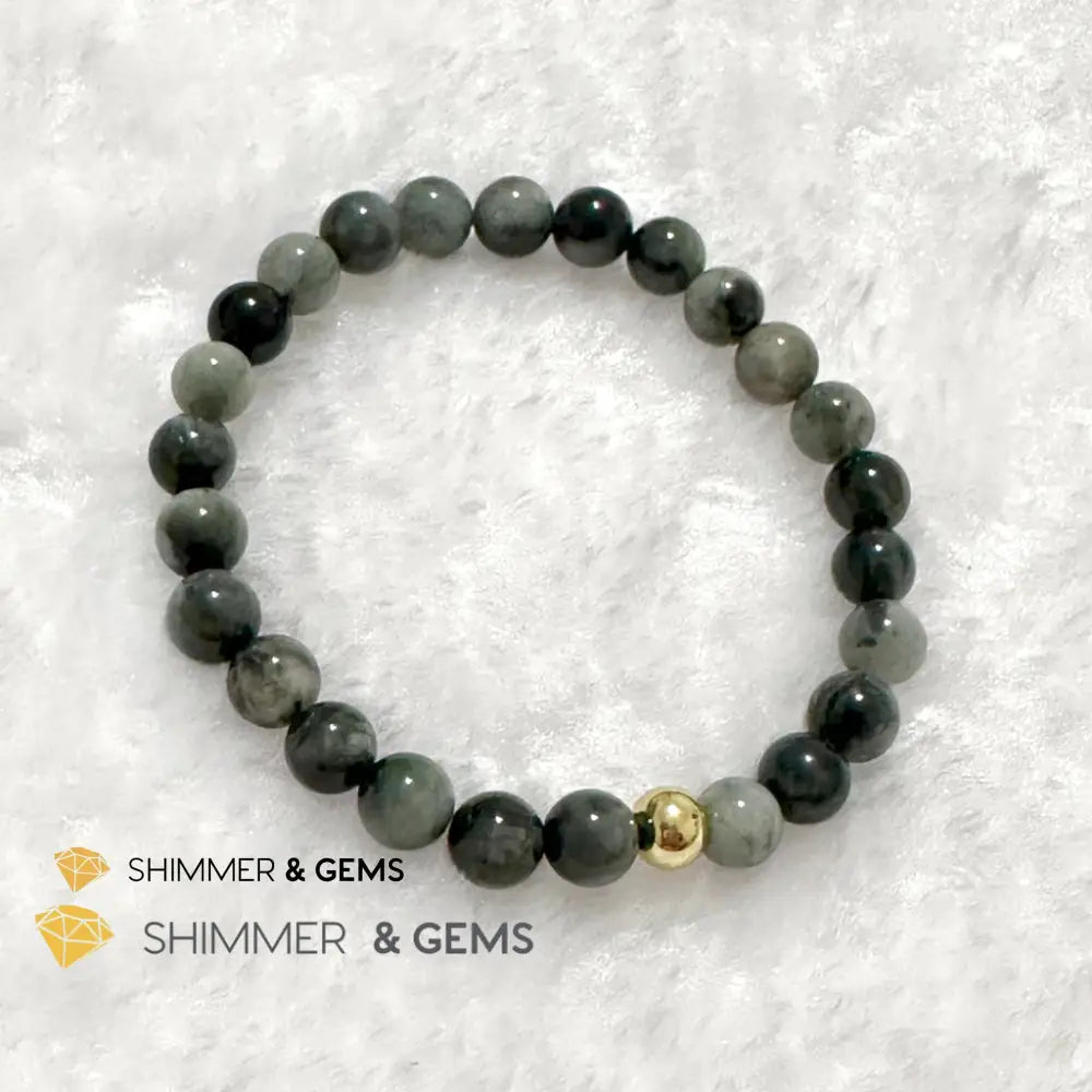 Hawk’s Eye (Blue Tiger’s Eye) 6mm Bracelet with 14k gold filled bead Bracelets