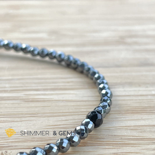 Hematite Anklet with Black Onyx