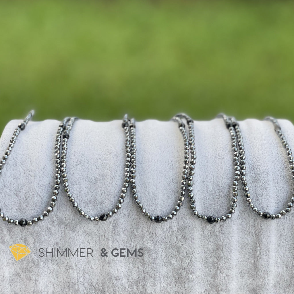 Hematite Anklet with Black Onyx