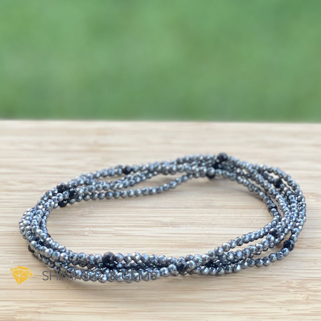 Hematite Anklet with Black Onyx