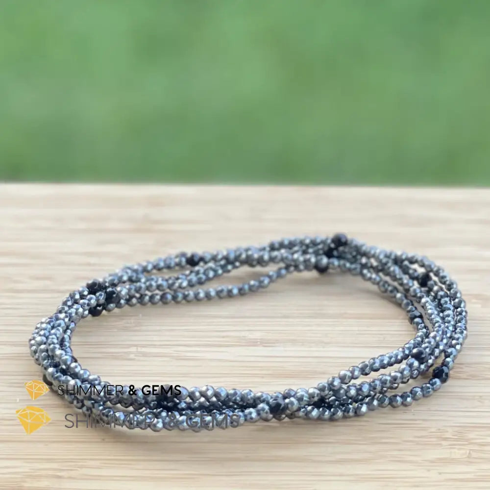 Hematite Anklet with Black Onyx