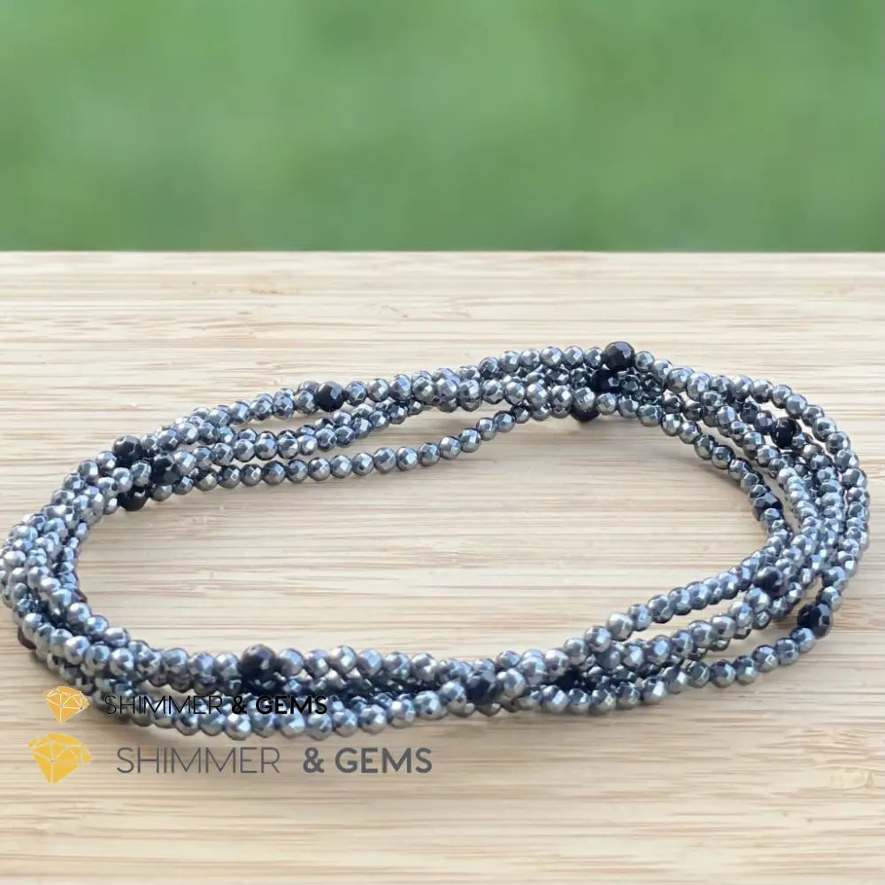 Hematite Anklet with Black Onyx