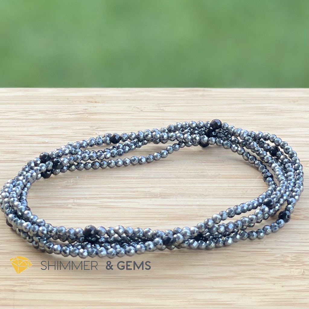Hematite Anklet with Black Onyx