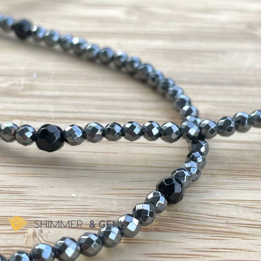 Hematite Anklet with Black Onyx