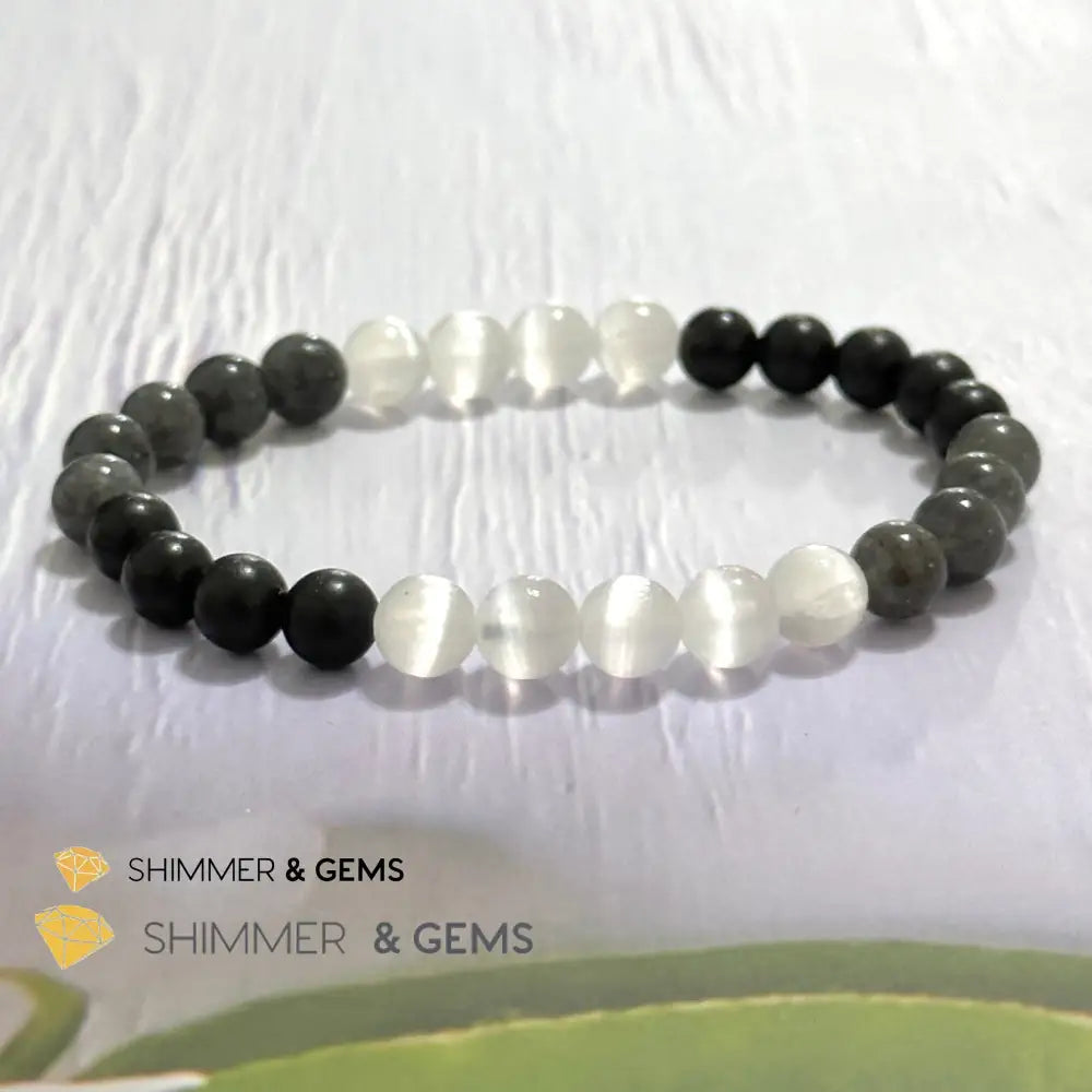 Immune Booster Remedy Bracelet (Shungite Selenite & Labradorite 6mm) 5.5”