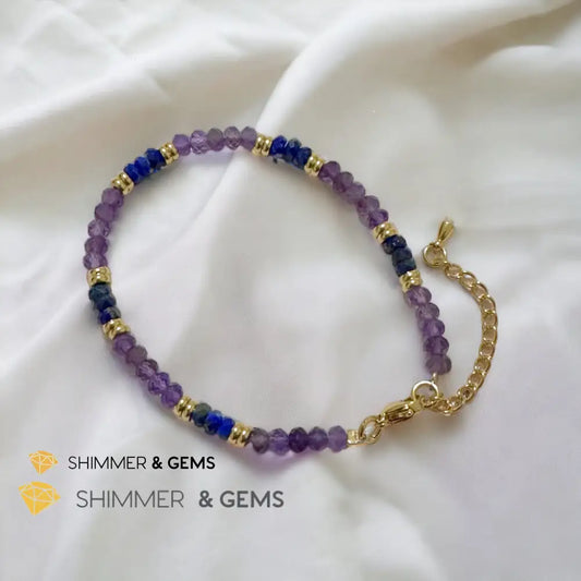 Intuition Bracelet (Amethyst & Lapis Lazuli 4mm Rondelle) with stainless steel chain 5.5”-8” (adjustable) Bracelets
