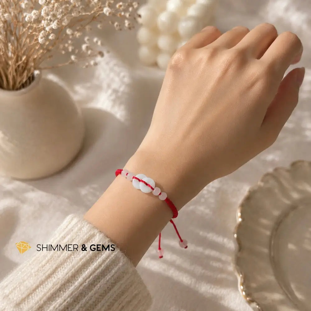 Jade Donut in Red String
