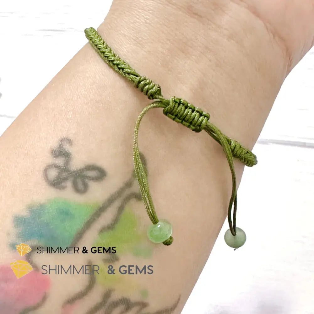 Jade Good Luck Buckle Bracelet in Green String (Adjustable) Adjustable Bracelet