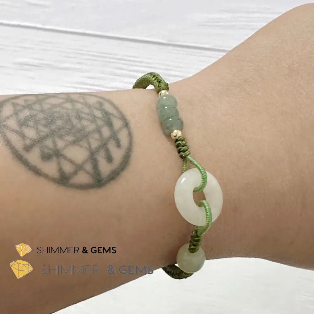 Jade Good Luck Buckle Bracelet in Green String (Adjustable) Adjustable Bracelet