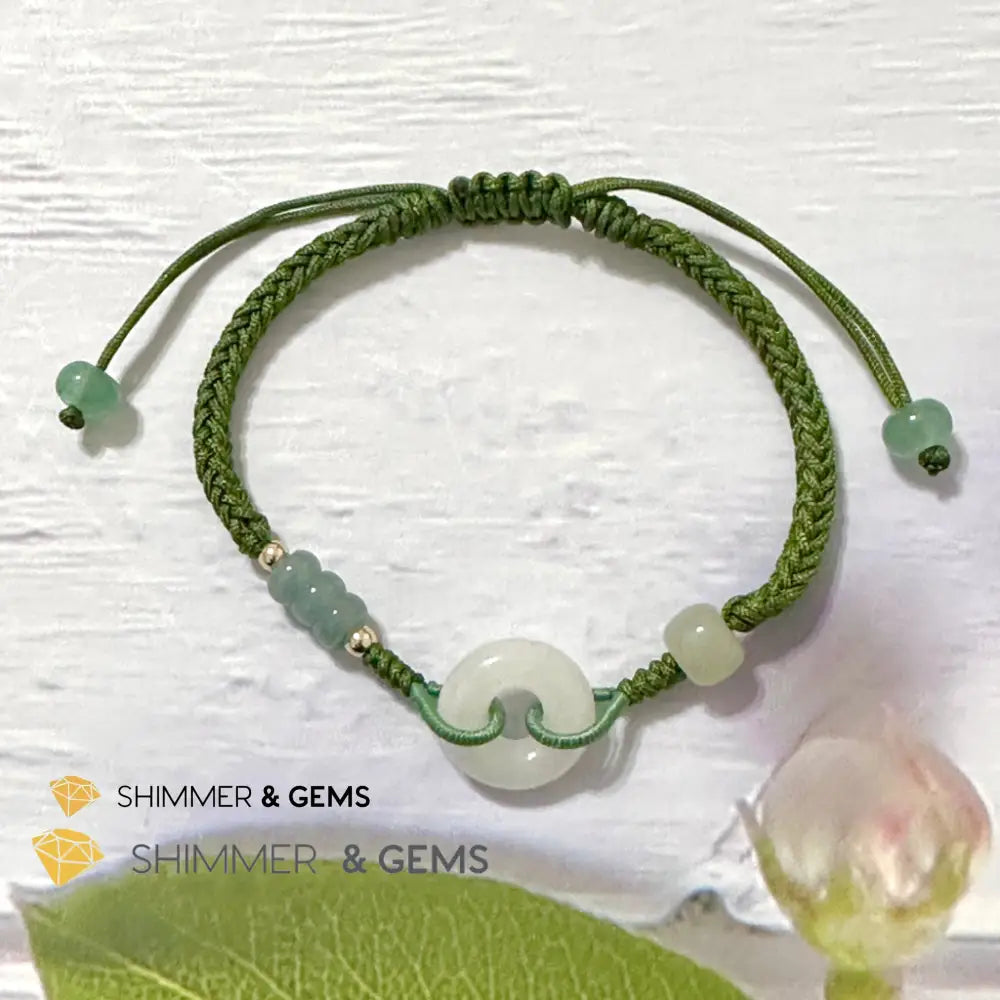 Jade Good Luck Buckle Bracelet in Green String (Adjustable) Adjustable Bracelet