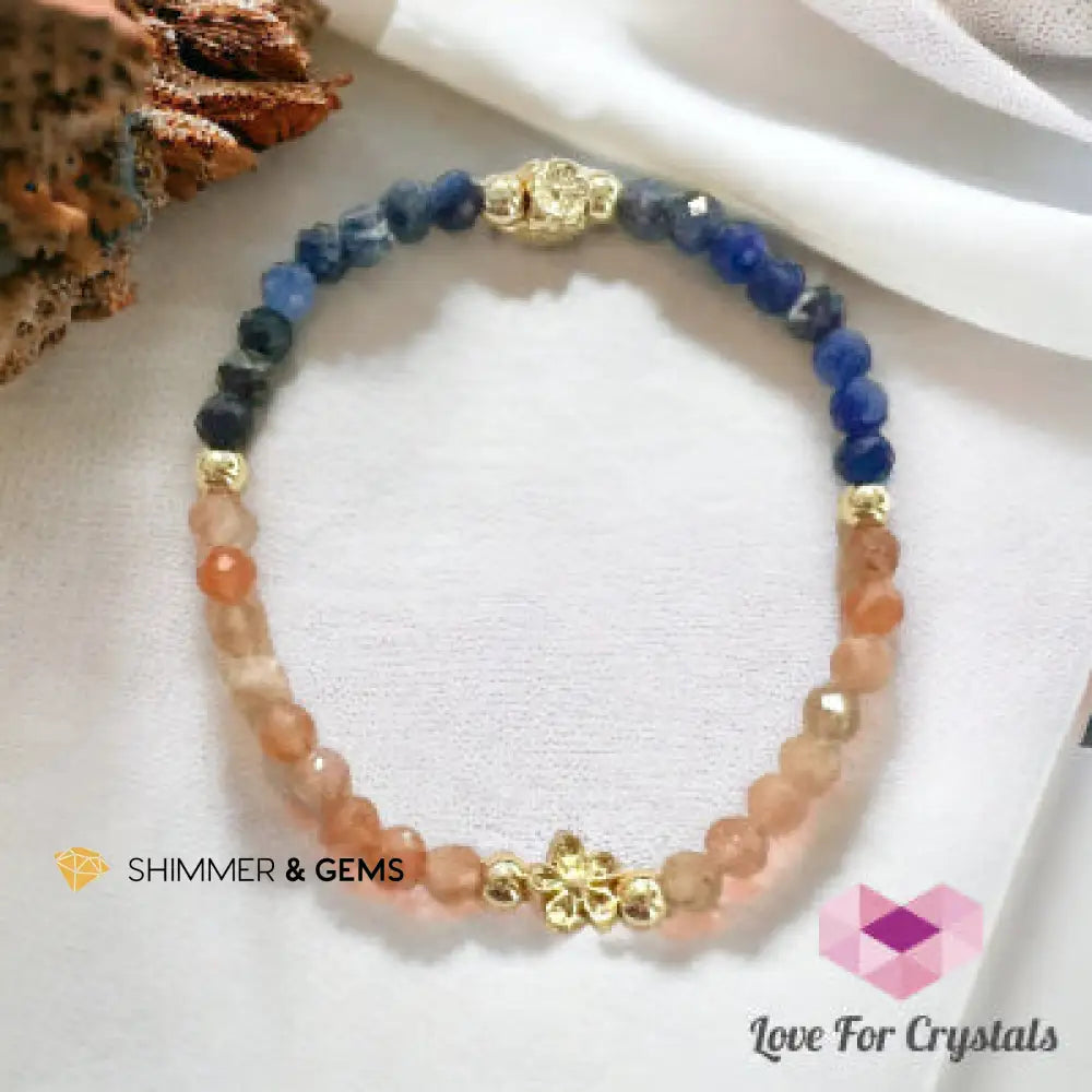 Joyful Optimism (Sunstone and Blue Sodalite) 5.5” Bracelets