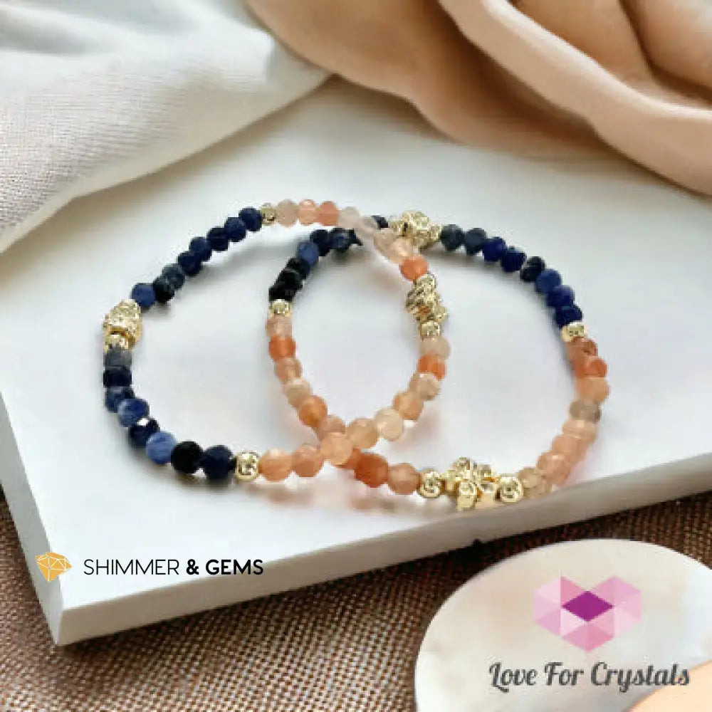 Joyful Optimism (Sunstone and Blue Sodalite) Bracelets