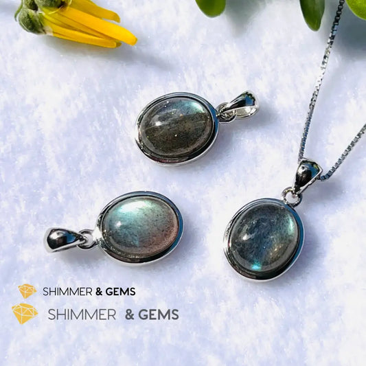Labradorite Oval Pendant 8X10Mm (Aura Cleanse) Charms & Pendants