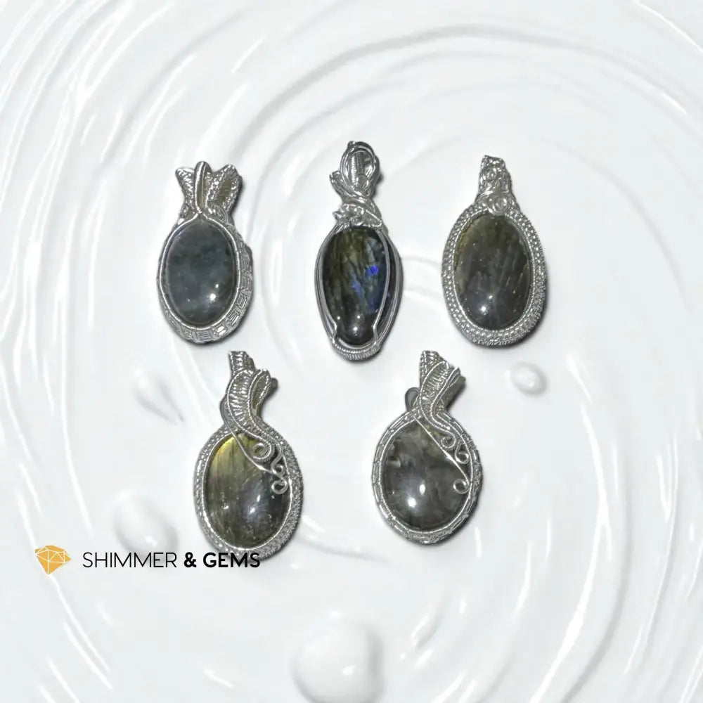 Labradorite Wire-Wrapped Pendant Charms & Pendants